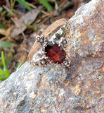 10k gold Victorian pearl & garnet ring
