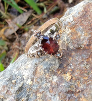 10k gold Victorian pearl & garnet ring