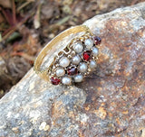 15ct gold Victorian pearl & garnet ring