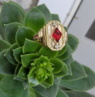 10k gold created ruby floral filigree estate vintage ring band