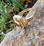 10k gold created ruby floral filigree estate vintage ring band