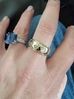 14k gold 4 diamond vintage starburst band
