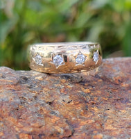 14k gold 4 diamond vintage starburst band