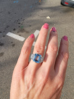 14k gold two tone Art Deco Aquamarine & Diamond estate Ring