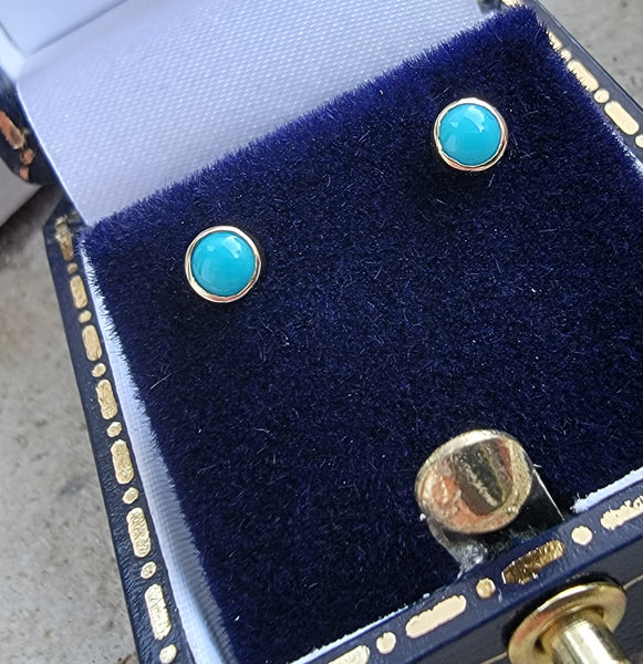 14k gold turquoise bezel studs