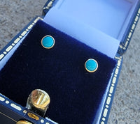 14k gold turquoise bezel studs