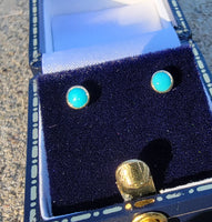 14k gold turquoise bezel studs