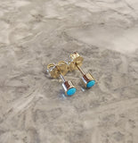 14k gold turquoise bezel studs