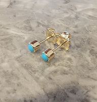 14k gold turquoise bezel studs