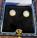 14k gold opal bezel studs