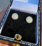 14k gold opal bezel studs