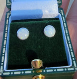 14k white gold opal bezel studs