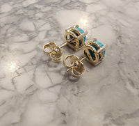 14k gold turquoise studs