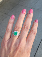 Platinum Emerald & Diamond estate Art Deco ring