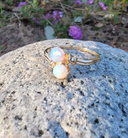 10k gold Victorian double opal bypass estate ring