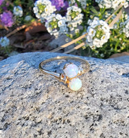 10k gold Victorian double opal bypass estate ring