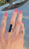 14k white gold dragonfly filigree Deco Black Onyx & Diamond Ring