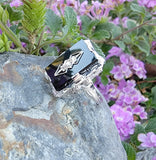 14k white gold filigree Deco Black Onyx & Diamond Ring