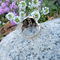 10k Yellow gold Black Onyx Deco Ring