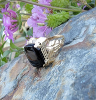 10k Yellow gold Black Onyx Deco Ring
