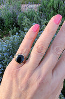 10k Yellow gold Black Onyx Deco Ring