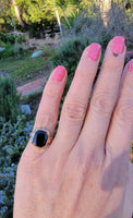 10k Yellow gold Black Onyx Deco Ring