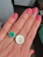Platinum Emerald & Diamond estate Art Deco ring