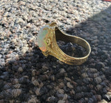 14k yellow gold opal leaf motif estate ring