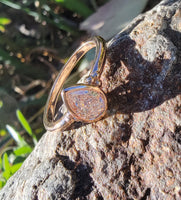 14k rose gold pear cut diamond bezel set solitaire  .50 ct