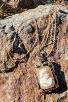 10k yellow gold floral flower estate cameo pendant necklace