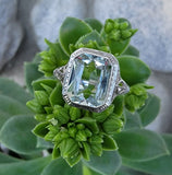 14k white gold c.1920's filigree Aquamarine ring