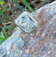 14k white gold c.1920's filigree Aquamarine ring