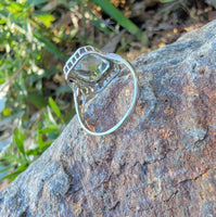 14k white gold c.1920's filigree Aquamarine ring