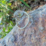 14k white gold c.1920's filigree Aquamarine ring