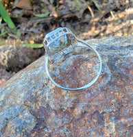 14k white gold c.1920's filigree Aquamarine ring