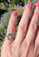 14k white gold c.1920's filigree Aquamarine ring