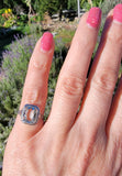 14k white gold c.1920's filigree Aquamarine ring