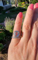 14k white gold c.1920's filigree Aquamarine ring