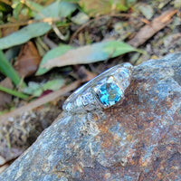 18k white gold Art Deco Aquamarine & Diamond estate Ring