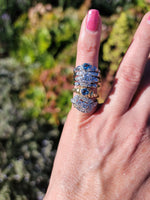 18k white gold Art Deco Aquamarine & Diamond estate Ring