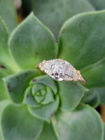 14k gold two tone Deco c.1930's 3 diamond estate ring