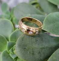 14k gold 4 diamond vintage starburst band