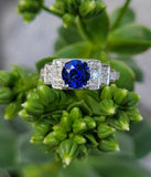 Platinum Art Deco c.1930's blue sapphire & diamond ring