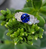 Platinum Art Deco c.1930's blue sapphire & diamond ring