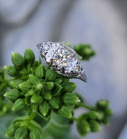 18k white gold diamond c.1920's filigree ring