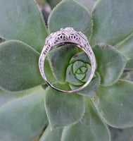 18k white gold diamond c.1920's filigree ring