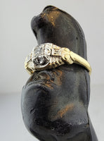 14k gold two tone Deco c.1930's 3 diamond estate ring