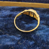 14k gold two tone Deco c.1930's 3 diamond estate ring