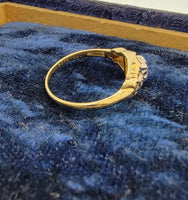 14k gold two tone Deco c.1930's 3 diamond estate ring
