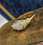 14k gold two tone Deco c.1930's 3 diamond estate ring